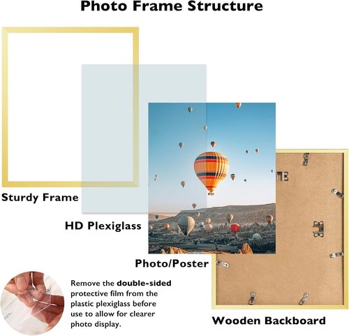 **JCJMY 16x18 Gold Picture Frame - Versatile Wall Hanging for Horizontal & Vertical Photos**
