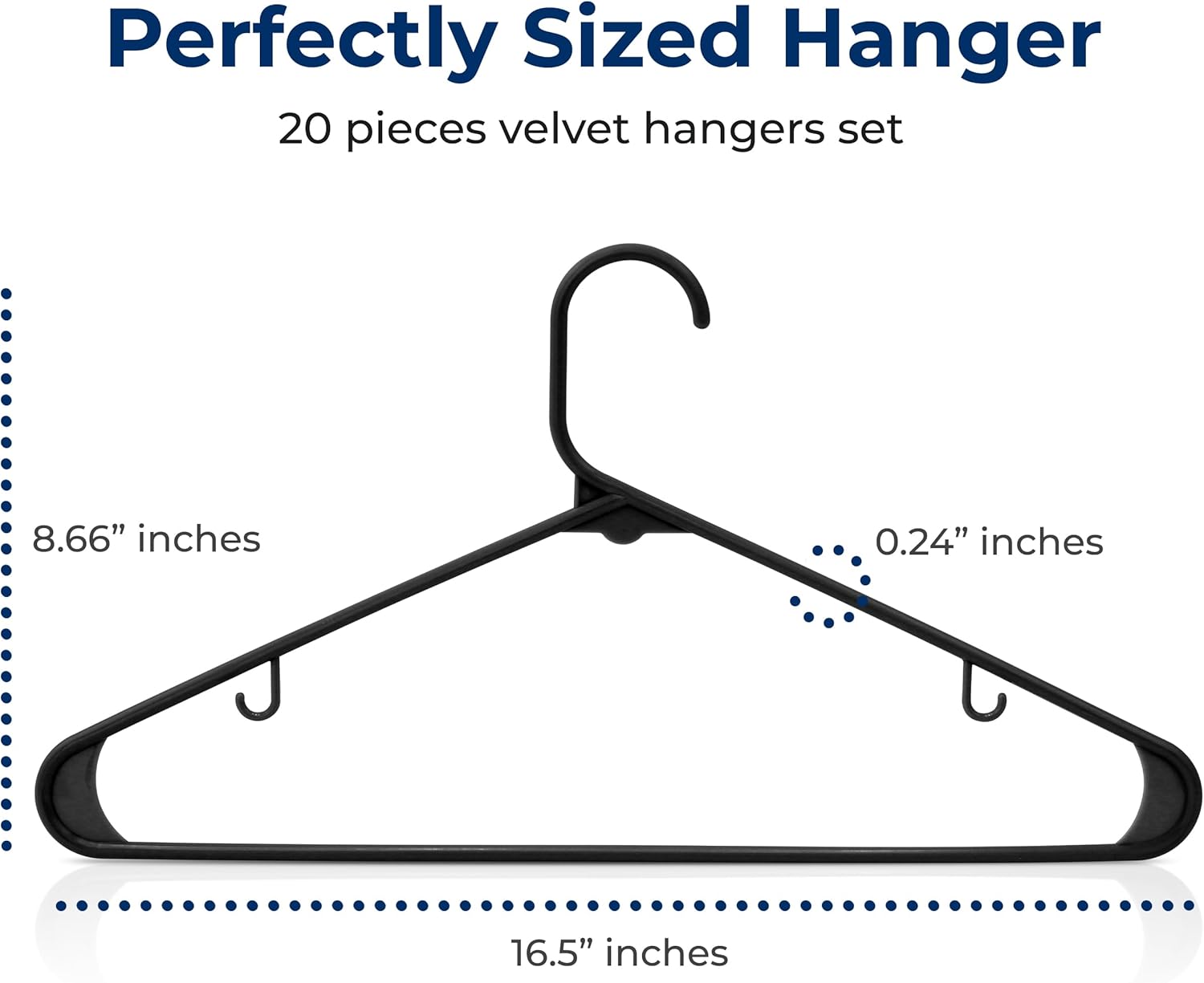 SereneLife Premium Plastic Hangers - Lightweight & Durable Space-Saving Clothes Organizers | 20 Pack (Black)
