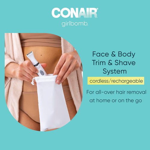 Conair GIRLBOMB All-in-One Trimmer & Shaver Set for Women - Rechargeable, Wet/Dry Use