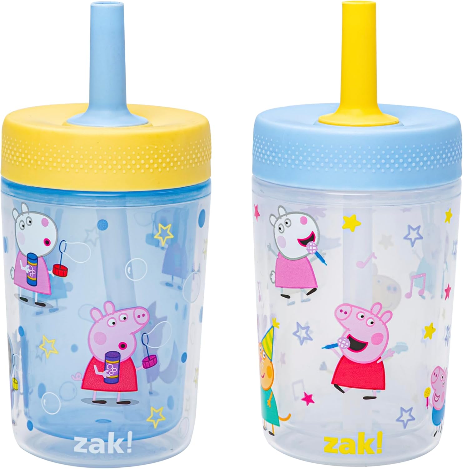 Zak Designs Peppa Pig Toddler Tumblers - 9oz Double Wall Leak-Proof Sippy Cups, 2-Pack for Kids