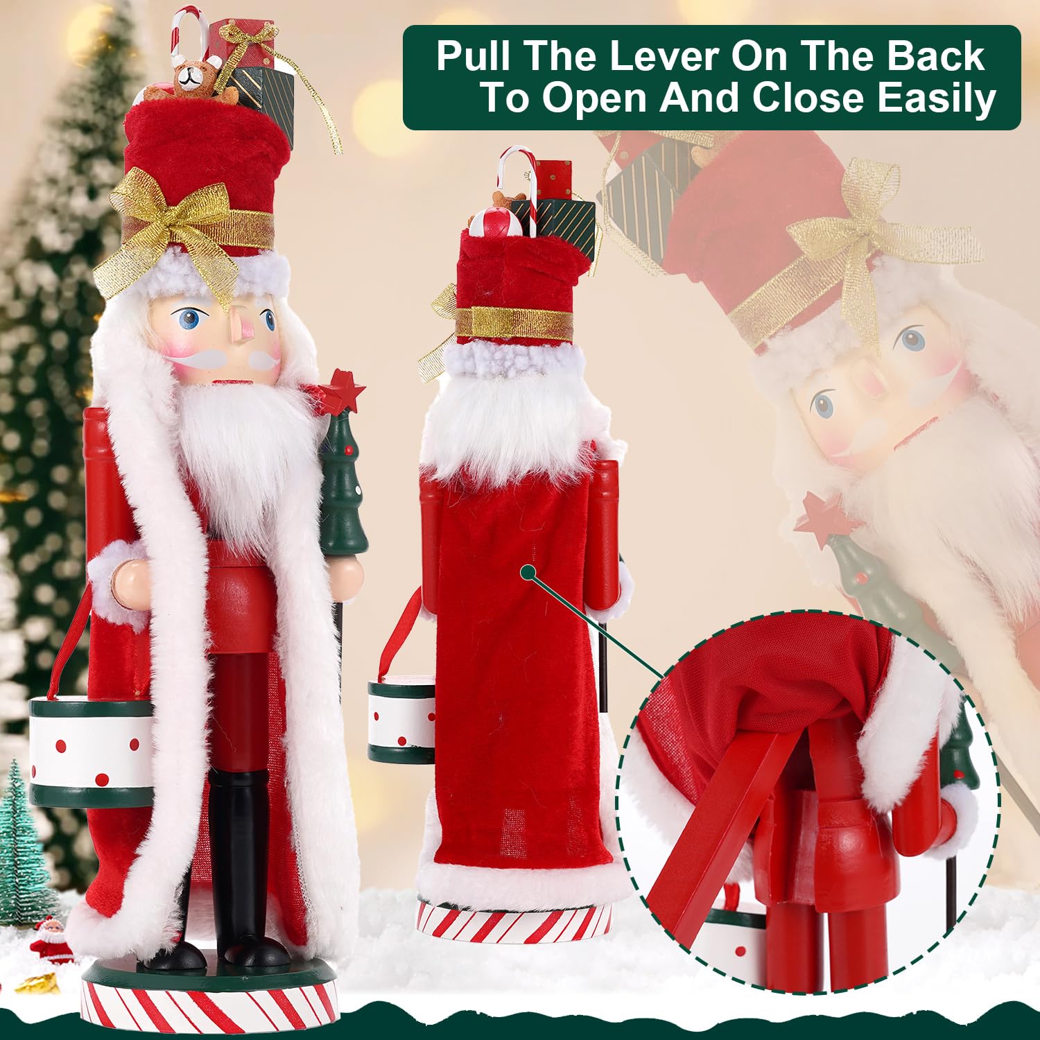 BXO Classic Nutcracker Soldier Decor - Christmas Table Centerpiece, Mantel Decor for Holiday, Traditional Christmas Figurine for Home Festival Decorations (Red & White)