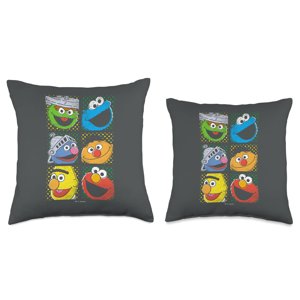 Sesame Street Group Squares Throw Pillow, 18x18, Multicolor