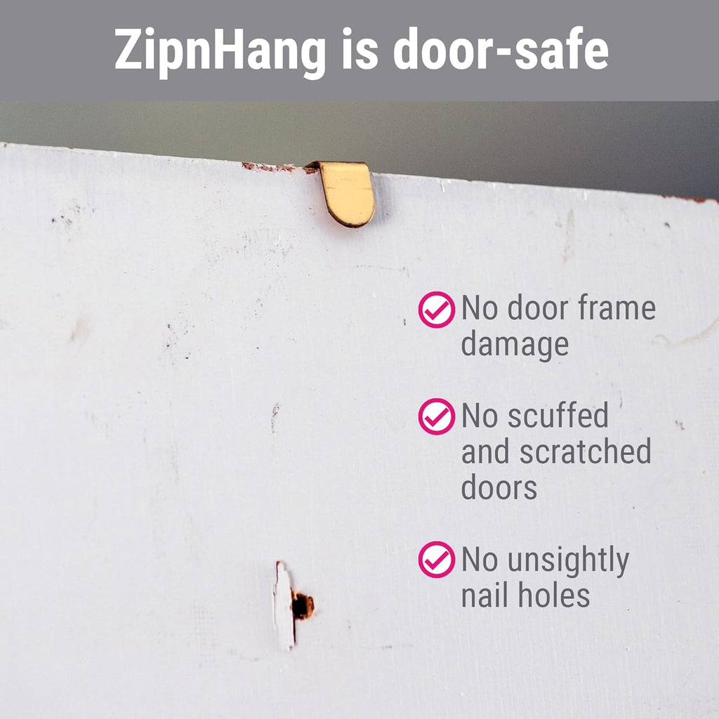 Zip 'n Hang Wreath Hanger - Damage-Free Adjustable Door Hook for Christmas Decor | Fits Glass & Screen Doors
