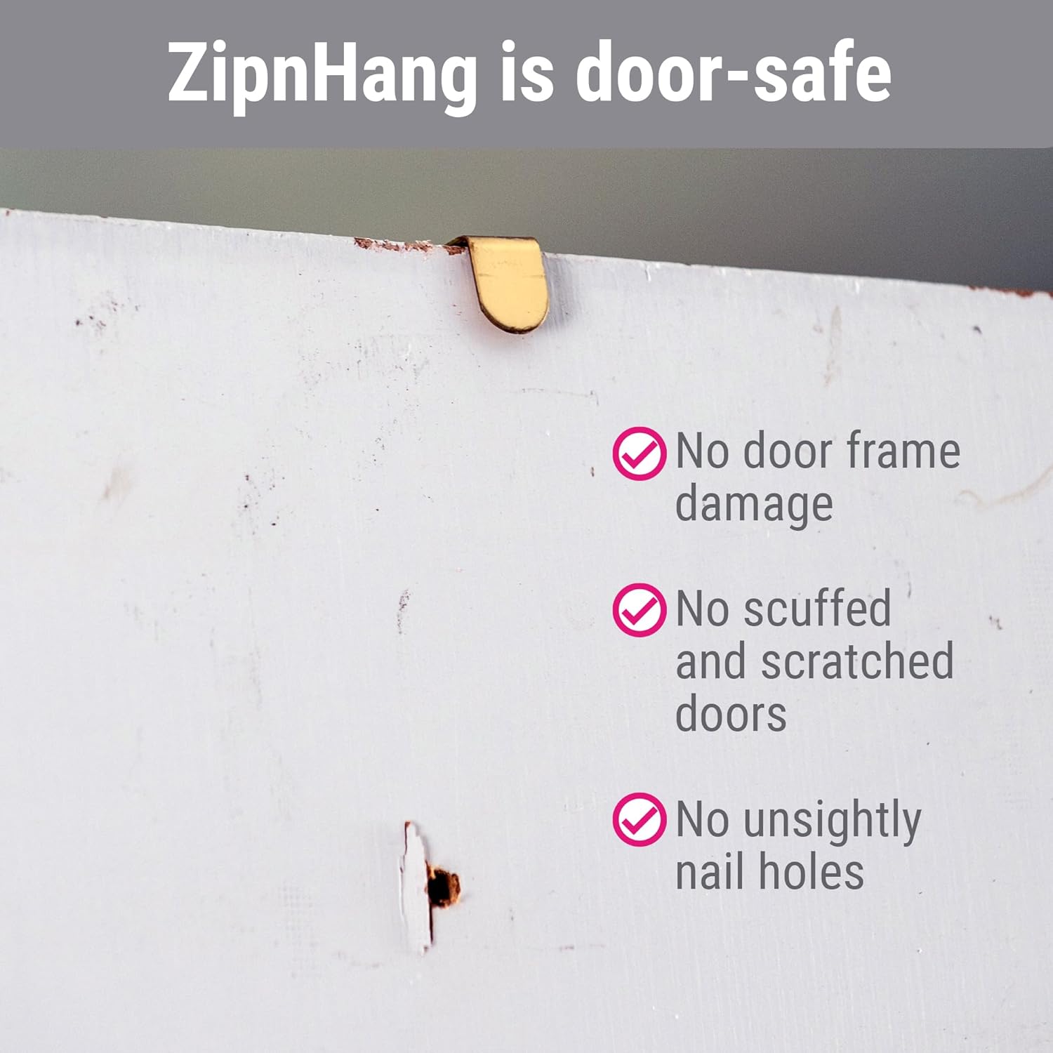 Zip 'n Hang Wreath Hanger - Damage-Free Adjustable Door Hook for Christmas Decor | Fits Glass & Screen Doors