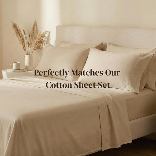 Beckham Hotel Collection Pillowcases - Queen Size Set of 2 | Cool Touch Cotton Sateen, 500TC, Silky Smooth, Sand