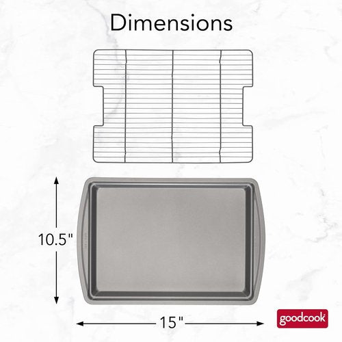 GoodCook Nonstick Carbon Steel Baking Pan & Raised Wire Rack - 15” x 10.5” | Perfect for Pizza, Bacon & More