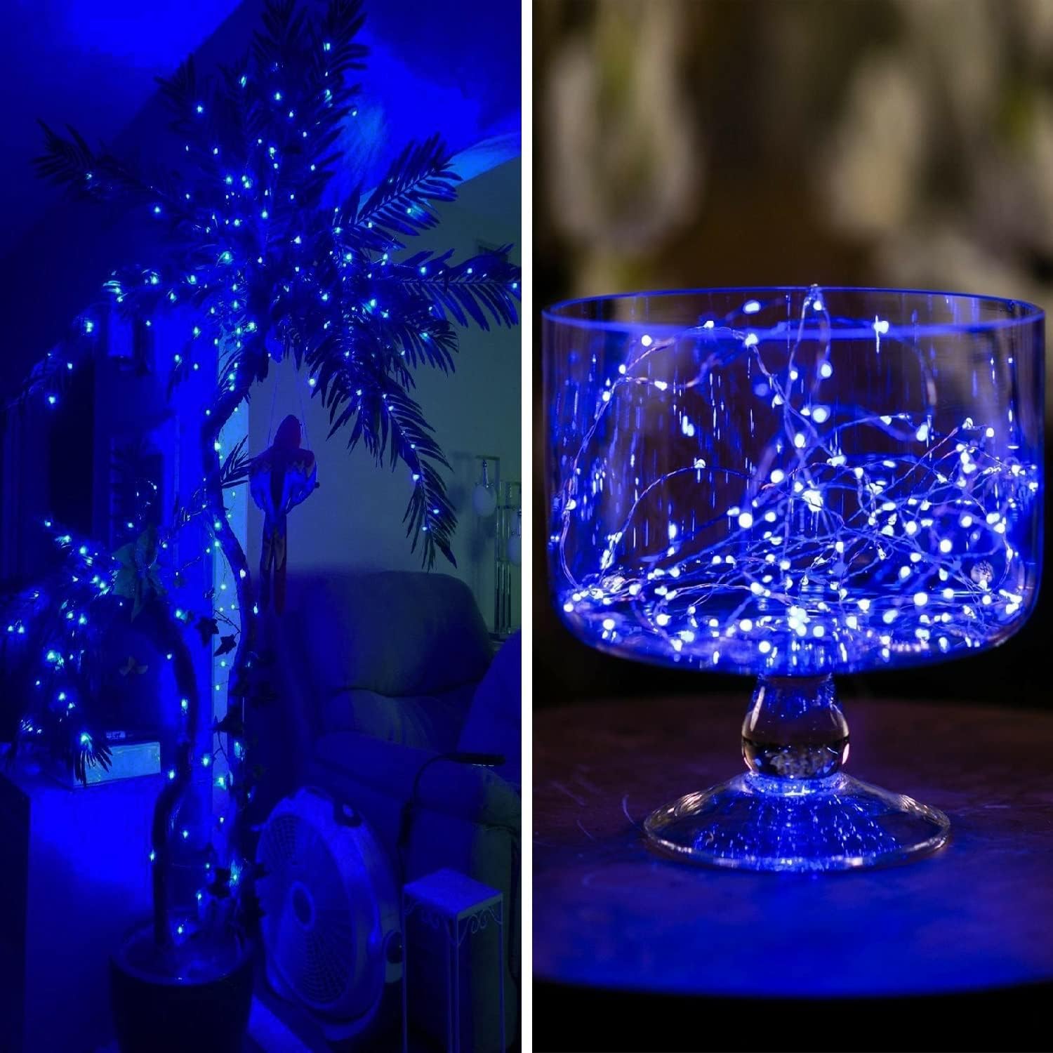 Skiennix 50 LED Christmas Fairy Lights - Battery Operated, Waterproof, 16FT | Blue String Lights for Indoor/Outdoor Decor