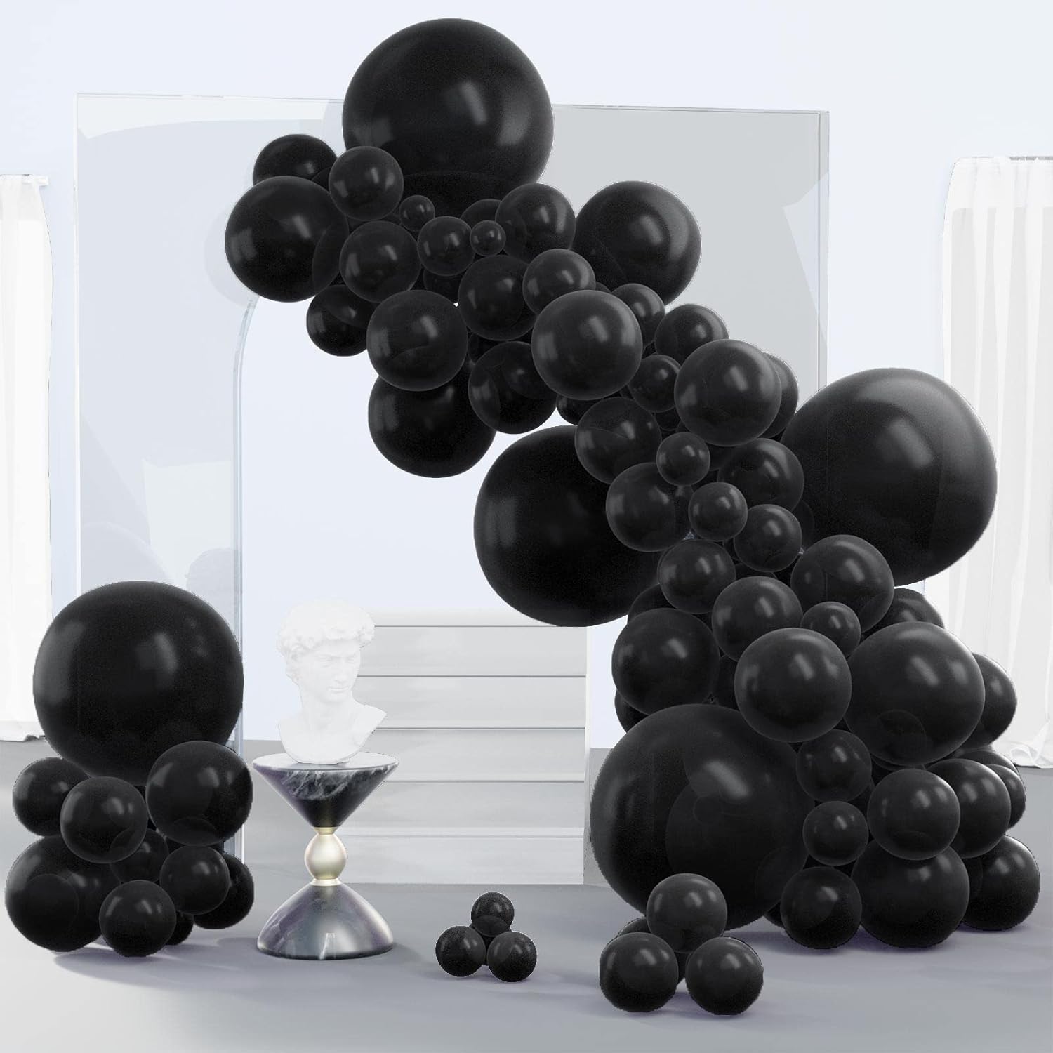 PartyWoo Black Balloons - 140-Piece Arch Kit with Various Sizes for Baby Showers & Parties | Black