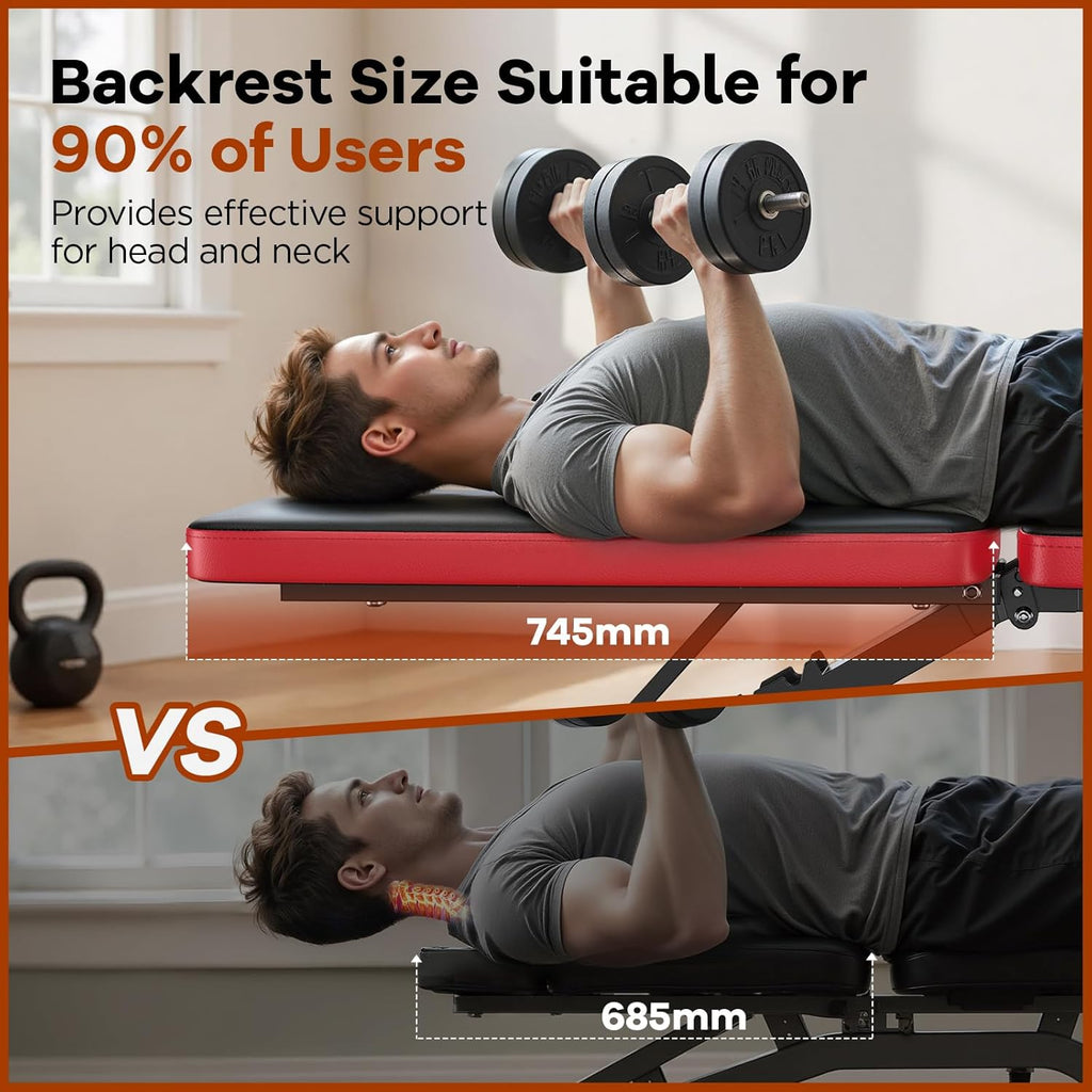 NICEPEOPLE Adjustable Weight Bench - 660LBS Capacity | Compact & Foldable Home Gym Bench for Strength Training