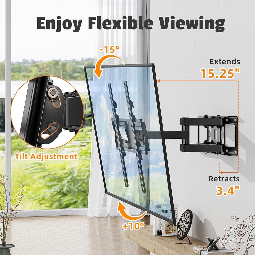 Simple Trending Full Motion TV Wall Mount - Articulating Dual Arms for 32-70 Inch TVs, Supports 132 lbs