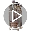 Automatic Lifting Makeup Brush Organizer with Lid - White
