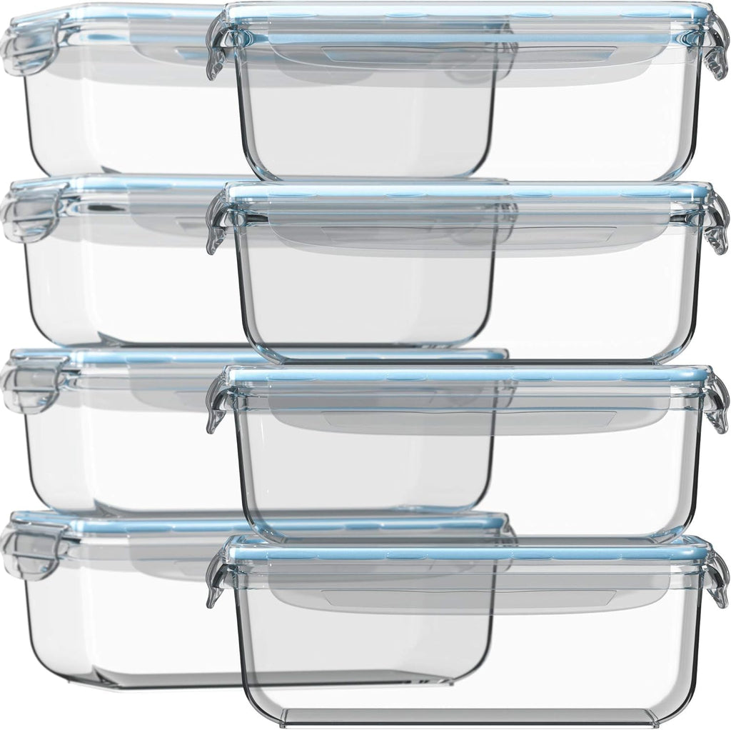 Razab 30 Oz Glass Meal Prep Containers - 16 Pc Set | Airtight, Leak-Proof & BPA-Free