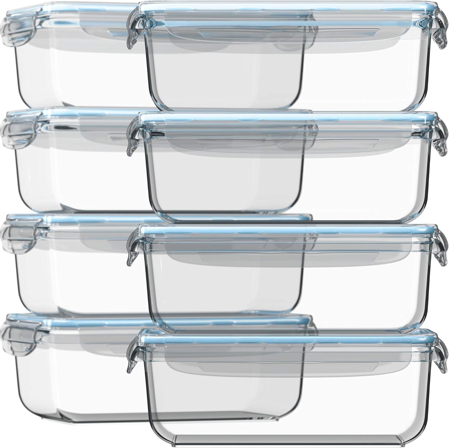 Razab 30 Oz Glass Meal Prep Containers - 16 Pc Set | Airtight, Leak-Proof & BPA-Free