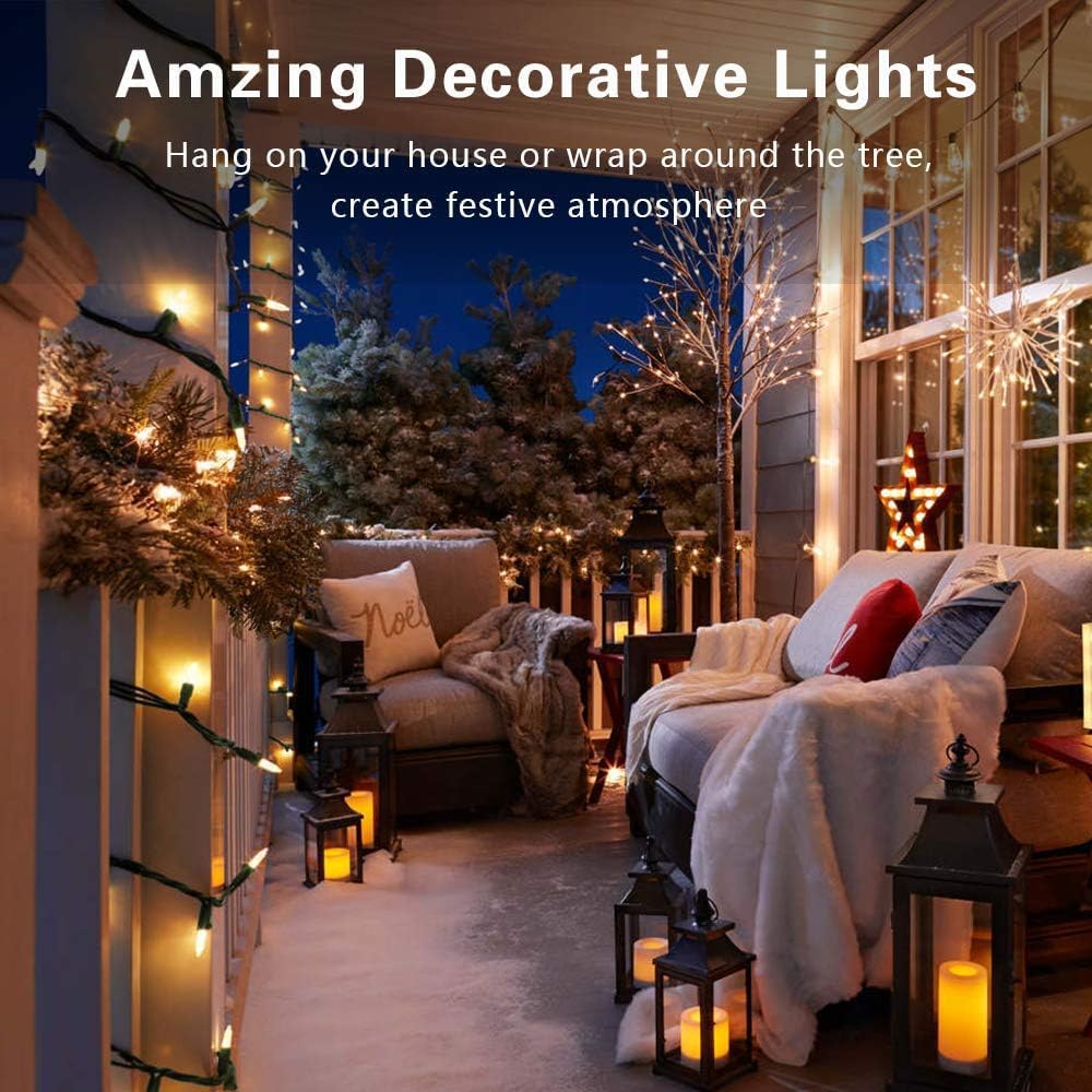 ODEETRONIC Christmas Lights - 21.63ft 100 Count Warm White Incandescent Mini Lights | UL Certified Outdoor & Indoor Decor