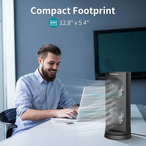 Dr. Prepare Tower Fan - Portable Oscillating Cooling Fan with 3-Speed Options & 110° Oscillation | 13 Inch for Bedroom & Office