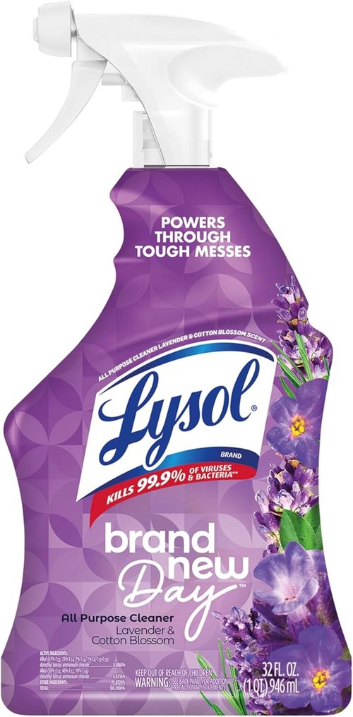 Lysol All-Purpose Cleaner Spray - Multi-Purpose Disinfectant for Kitchen & Bathroom | Lavender & Cotton Blossom, 32 Fl Oz