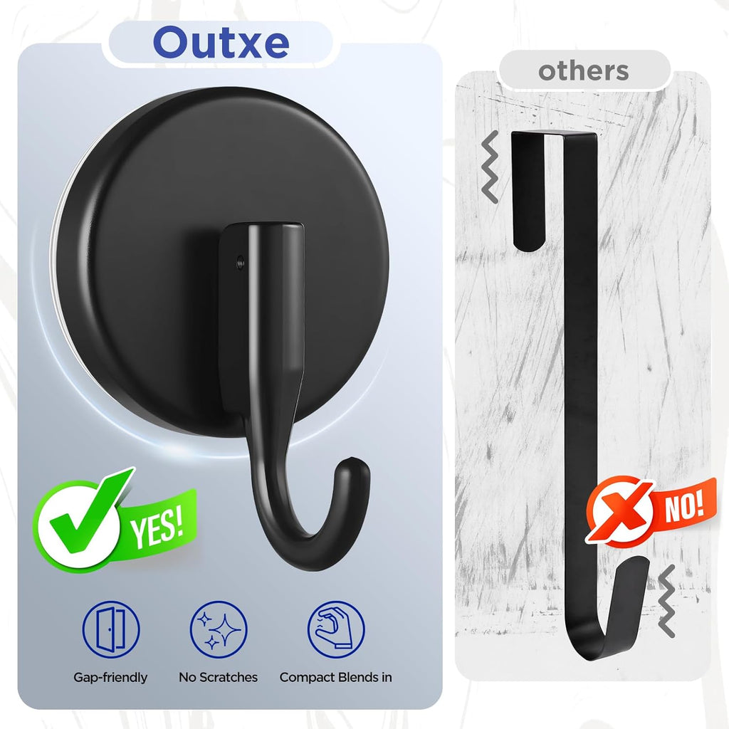OUTXE Suction Cup Wreath Hanger - Upgraded Reef Hook for All Seasons | Black, 2-Pack