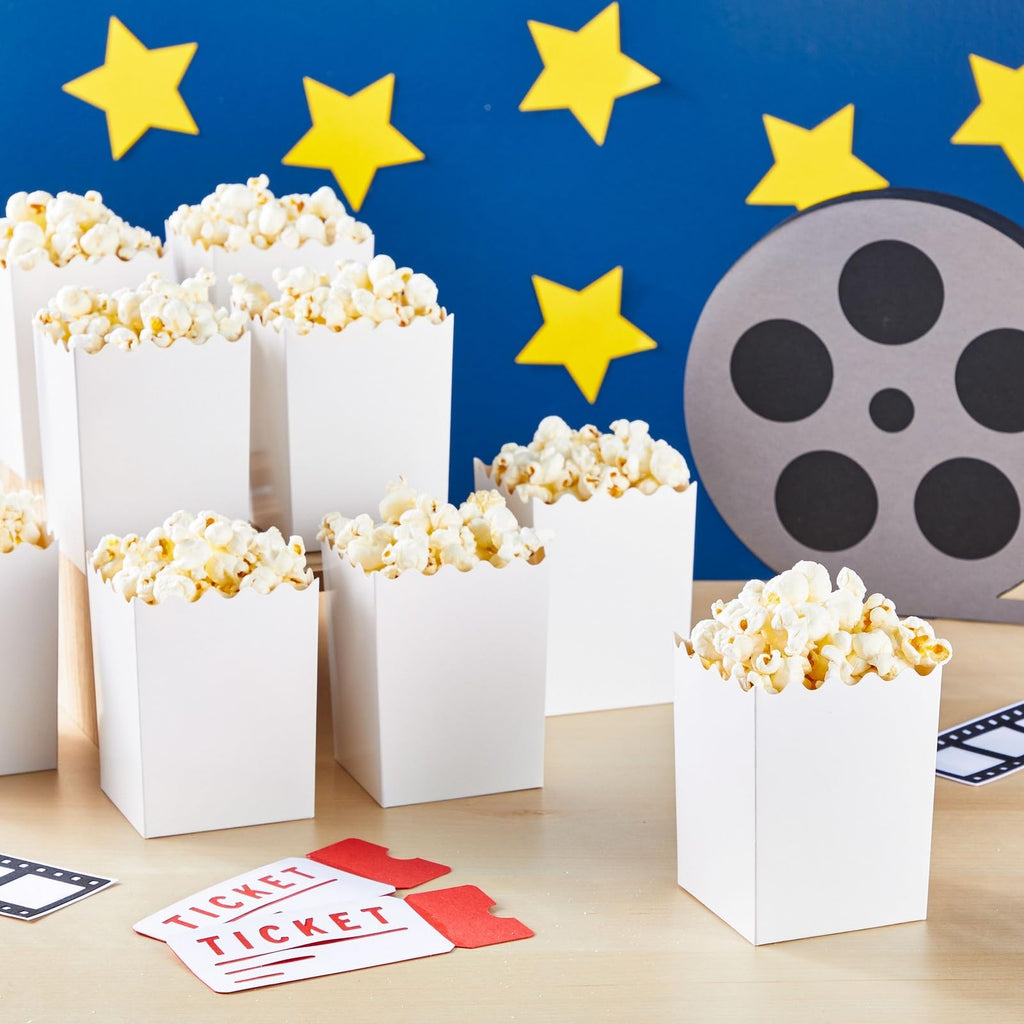 Juvale Mini Popcorn Boxes, 200 Pack Small Popcorn Containers for Party, Movie Night, Candy, Chips, Snacks – Scalloped Edge Disposable Popcorn Boxes for Popcorn Bar, Wedding, Carnival, Events - White