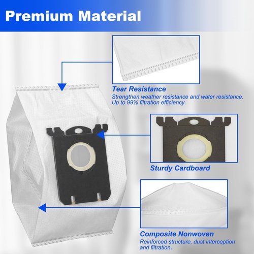 GULUANT 6 Pack Replacement Vacuum Bag for Electrolux Classic S-Style EL4100A EL4101A EL6986A EL6988E EL6988EZX 6990 6991 6992 6994 6996 5989 8985 6988 6989 CV-140 EL4200 EL7000 Vacuum Models
