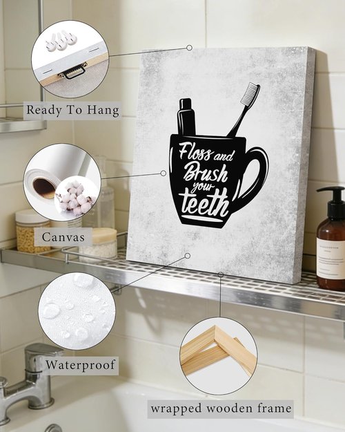 Drsoum Framed Bathroom Wall Art - Funny Toilet Quotes Decor | Set of 4 Pictures, 8x10 Inch