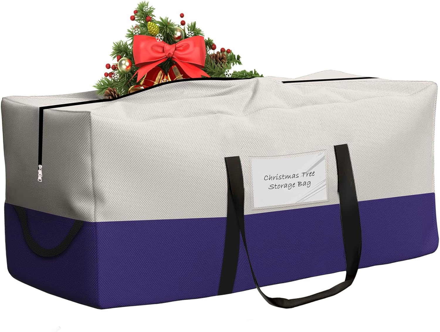Skiennix Christmas Tree Bag - Heavy Duty 600D Oxford Material for 8 Ft Trees | Dampproof Storage with Dual Zipper & Reinforced Handles