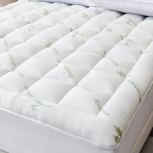 Bioeartha Cooling Mattress Topper Queen - Extra Soft Bamboo Pillow Top for Back Pain Relief | Deep Pocket Design Fits 8-21 Inch