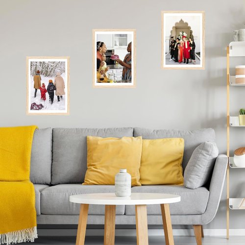 JCJMY 12x16 Picture Frame - Display 11x14 Photos with Mat or 12x16 Without Mat, Natural Finish