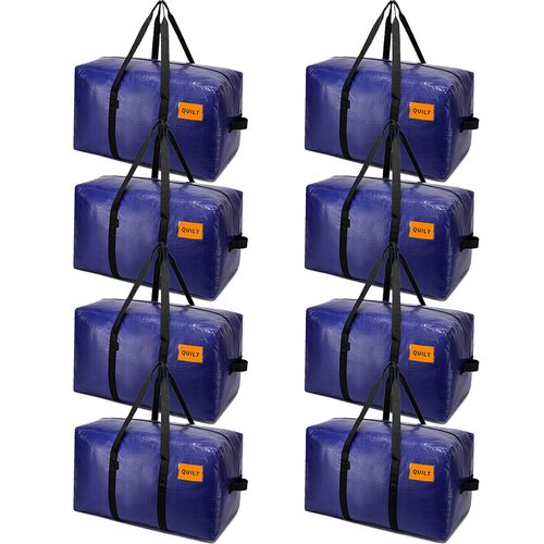 KRYSTY 8-Pack Moving Bags and Large Storage Bags with Strong Handles，Durable Zippers，Heavy Duty Moving Bags for Space Saving and Moving Supplies