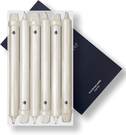 Colonial Candle Unscented Taper Candles - Classic Ivory, 10 in, Pack of 6 | Up to 8 Hours Burn