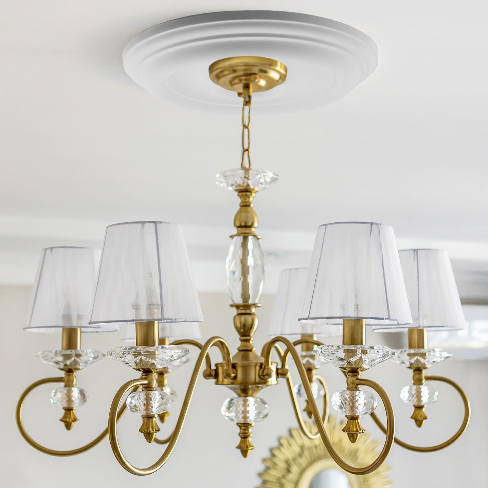 Wealrit White Decorative Ceiling Medallion Round Ceiling Light Medallion for Light Fixtures and Ceiling Fans 12" OD