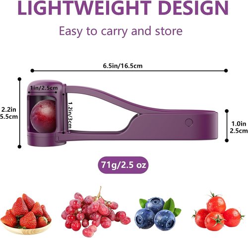 Luvan Grape Cutter for Toddlers | Stainless Steel Fruit Slicer for Easy Salad & Cake Decor - Purple