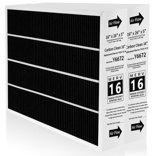 2 Pack X6672 16X25X5 Furnace Filter Compatible with Lennox X6672 and Lennox HCC16-28 Healthy Climate Carbon Clean Home Furnace Filter for HVAC System, Part # HCF16-16, HCF16-10