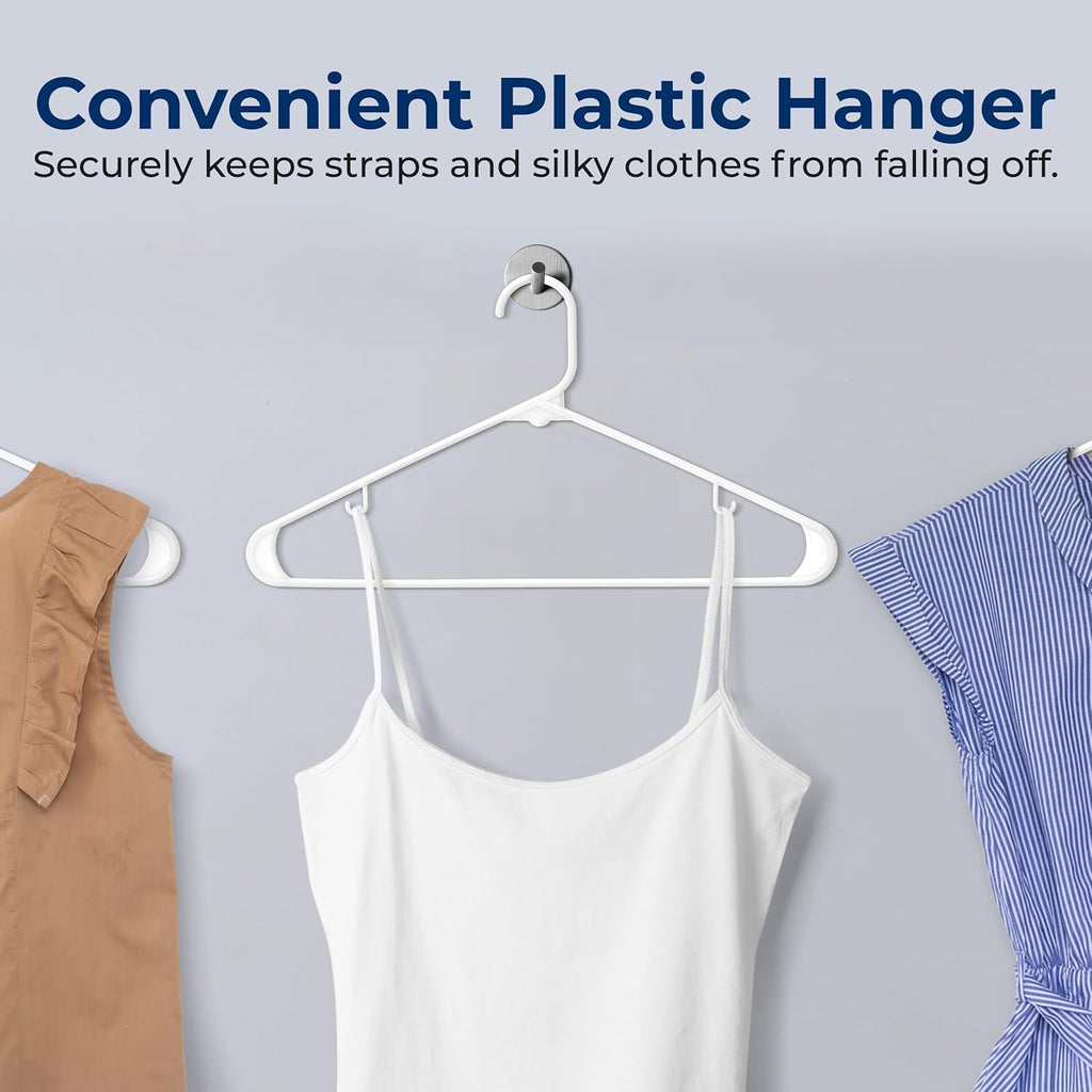 SereneLife Premium Plastic Hangers - Durable & Lightweight Clothes Organizers | 20 Pack in White