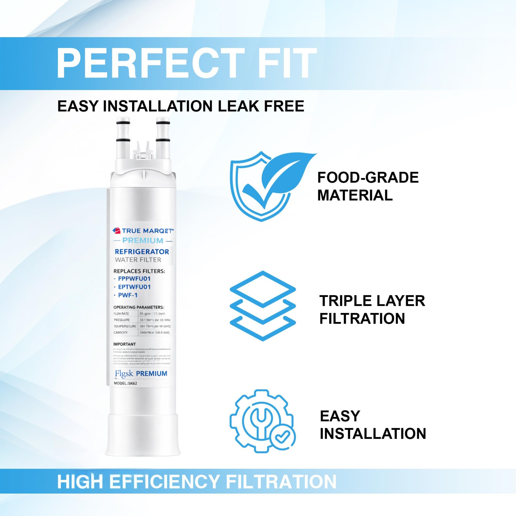 FPPWFU01 Water Filter Replacement for Frigidaire FPPWFU01 Water Filter Compatible with PurePour PWF-1, Electrolux EPPWFU01 PureAdvantage PWF-1 4 Pack NEW