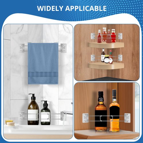 BOYISEN RV Shower Corner Storage Bar - Adjustable 7-13 Inch Stainless Steel Shower Shelves, Space-Saving Corner Shower Rod for Secure Bathroom Storage in RV, Campers, Travel Trailers (3 Pack)