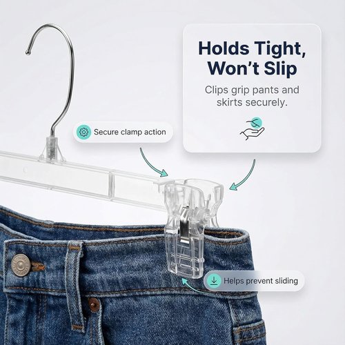 DEILSY™ Pants Hangers with Clips - Space-Saving 12-Inch Hangers for Jeans & Skirts | 30-Pack Durable Closet Organizers