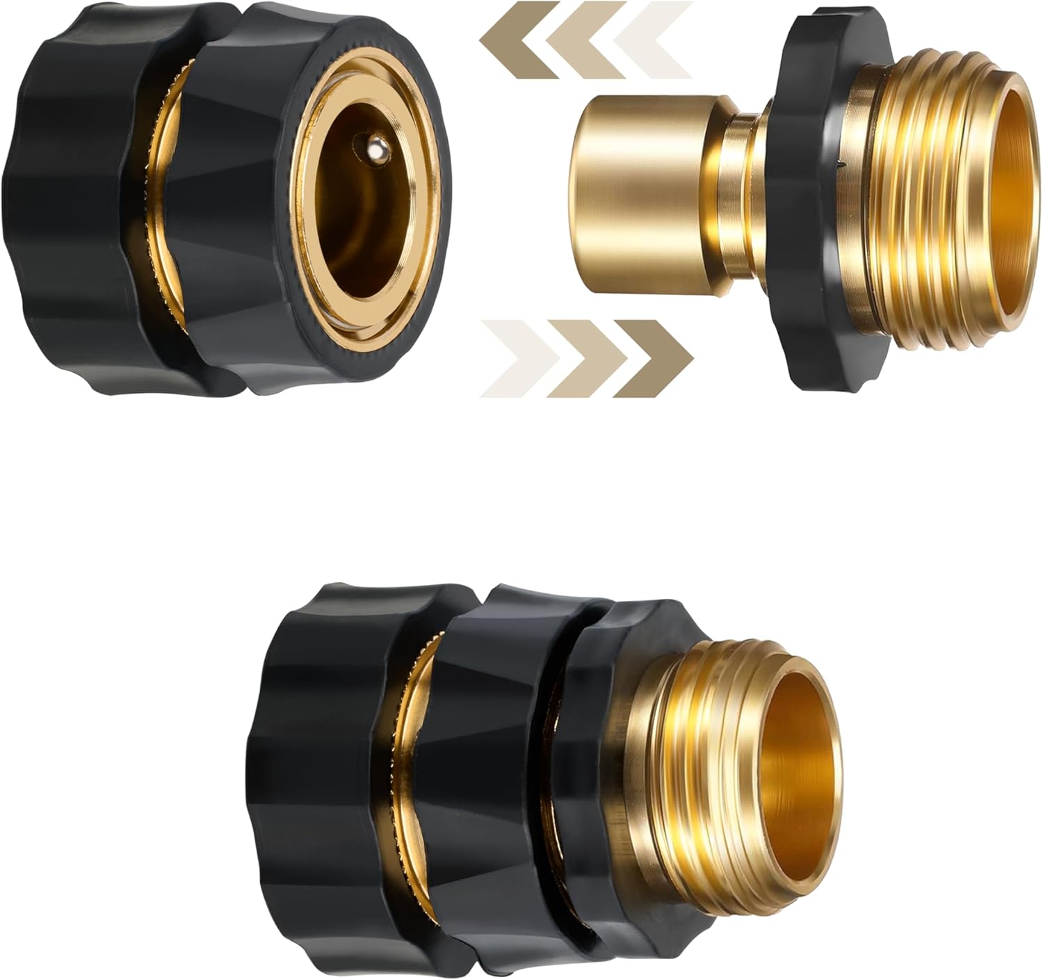 Twinkle Star Quick Connect Garden Hose Fittings - Male & Female Adapter Set (4 Pieces)