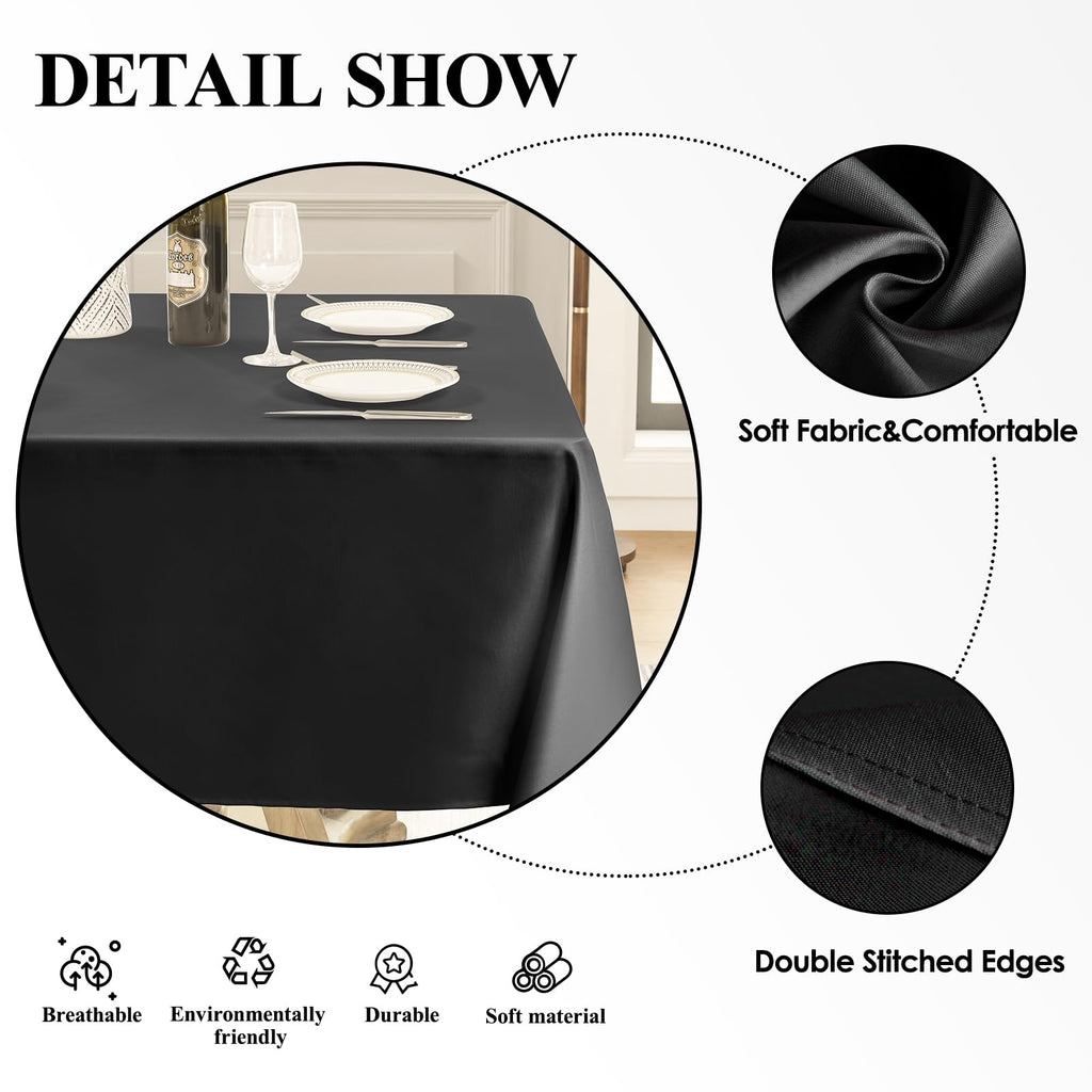 Aocoz Square Tablecloth 52 x 52 Inch Black 10 Pack Tablecloths Stain-Wrinkle Resistant Washable Polyester Table Cloths for Holiday, Buffet Parties,and Wedding