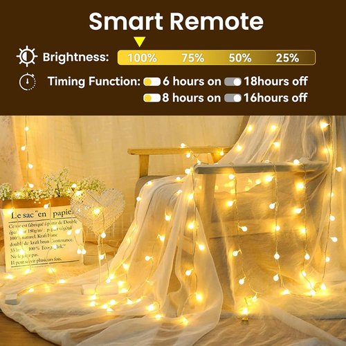 Dailyart Globe String Lights - 200 LED Waterproof Fairy Lights | 75FT with Remote Control & Adjustable Brightness