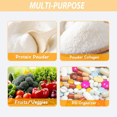 Protein Powder Travel Container Set, Reusable Powder Dispenser Supplement Containers with Funnel, Spoon & Notes, 21PCS Single Dose Bags and 3PCS Large Standable Zip Bags for Workout Fitness Travel