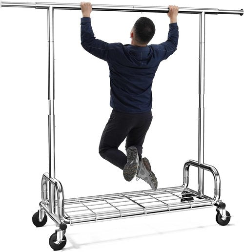 HOKEEPER Heavy-Duty Adjustable Clothes Rack - Portable Garment Rack with Lockable Wheels | 68.89"H x 70.86"W x 20"D