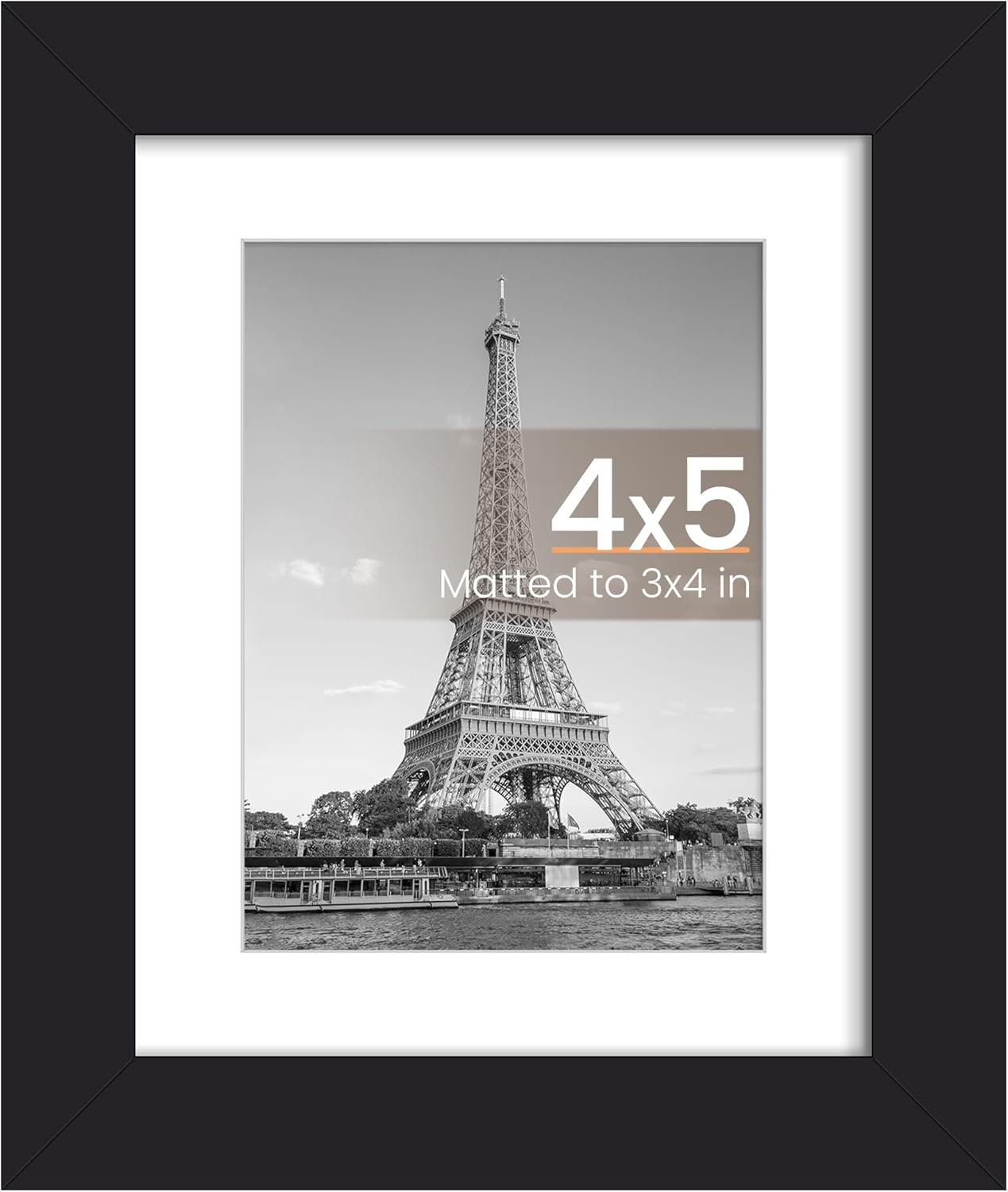 Upsimples 4x5 Picture Frame - Versatile Display for 3x4 or 4x5 Photos | Black, 1 Pack