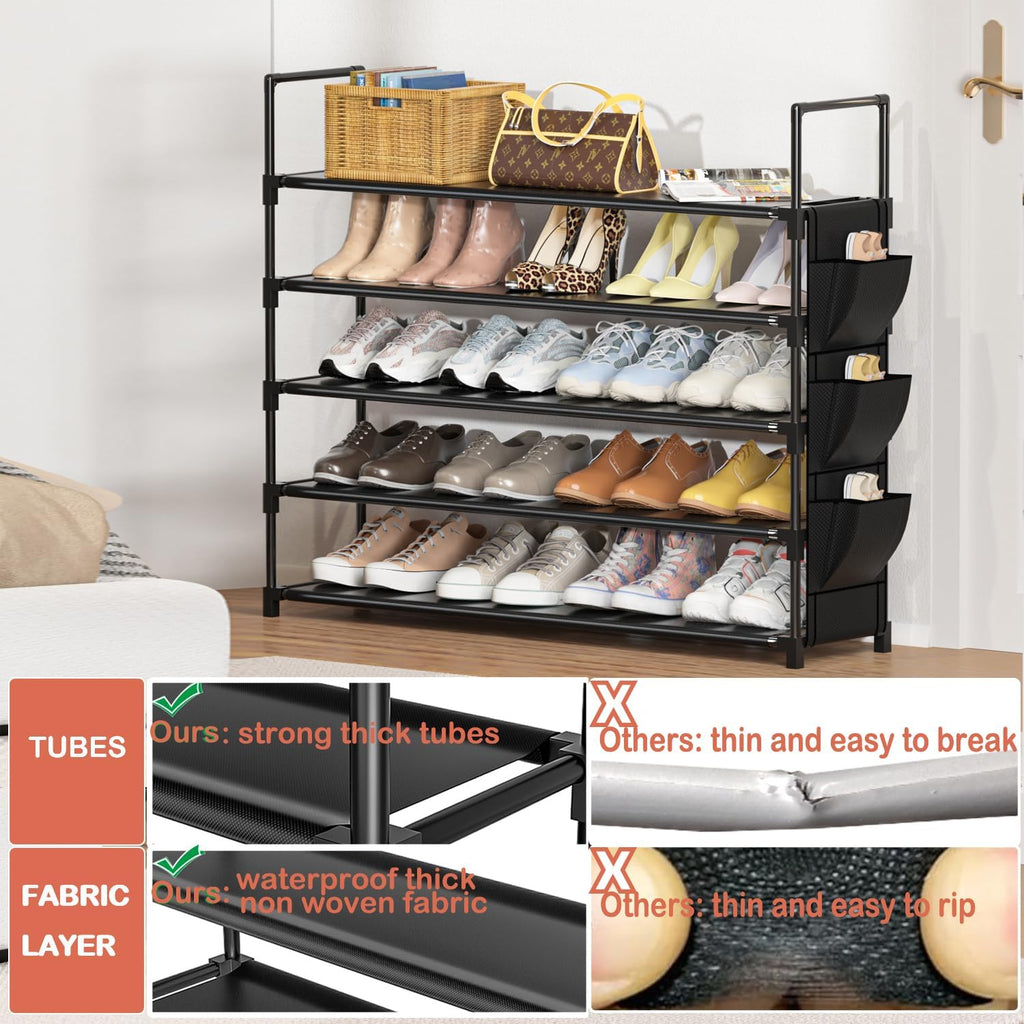 OYREL 5-Tier Shoe Organizer Rack - Space-Saving Shoe Holder for Closet & Entryway | Large Capacity 20-25 Pairs