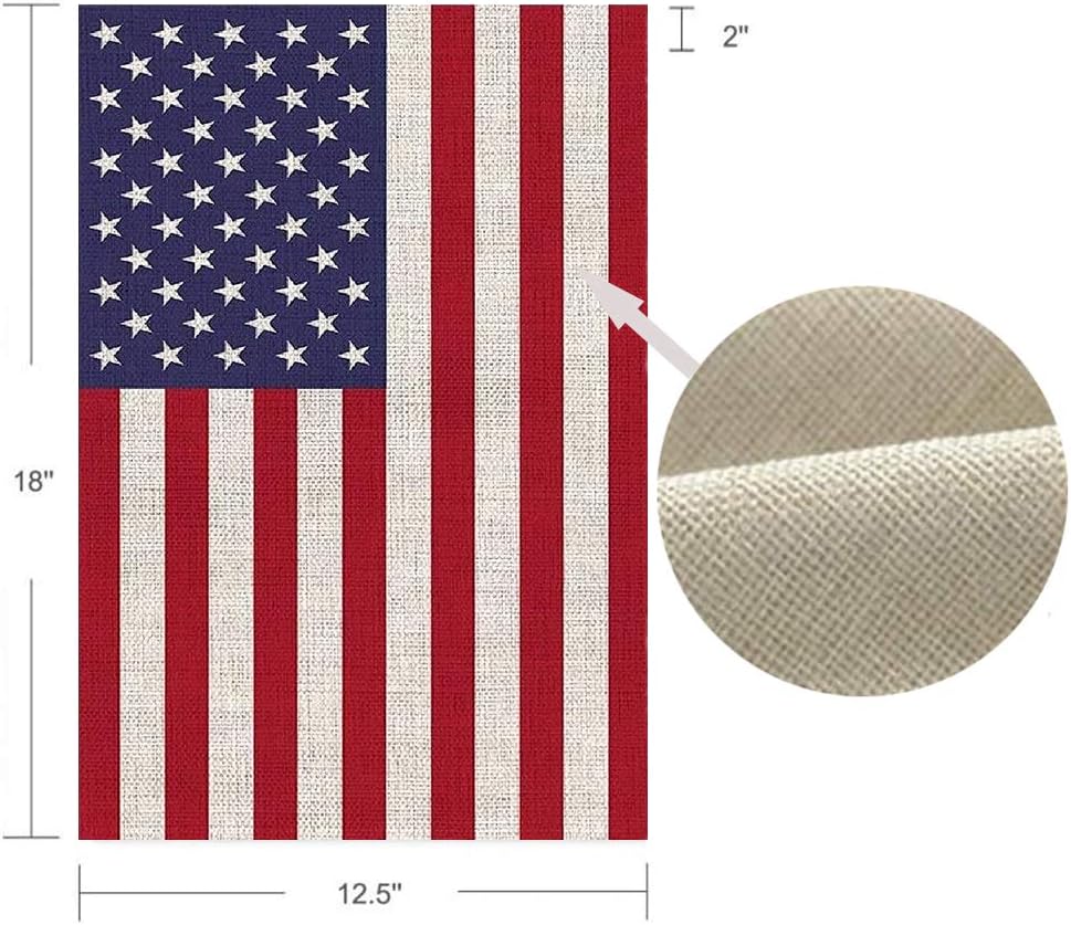 American Garden Flag - USA Independence Day Burlap Decoration | Double-Sided 12.5 x 18 Inch
