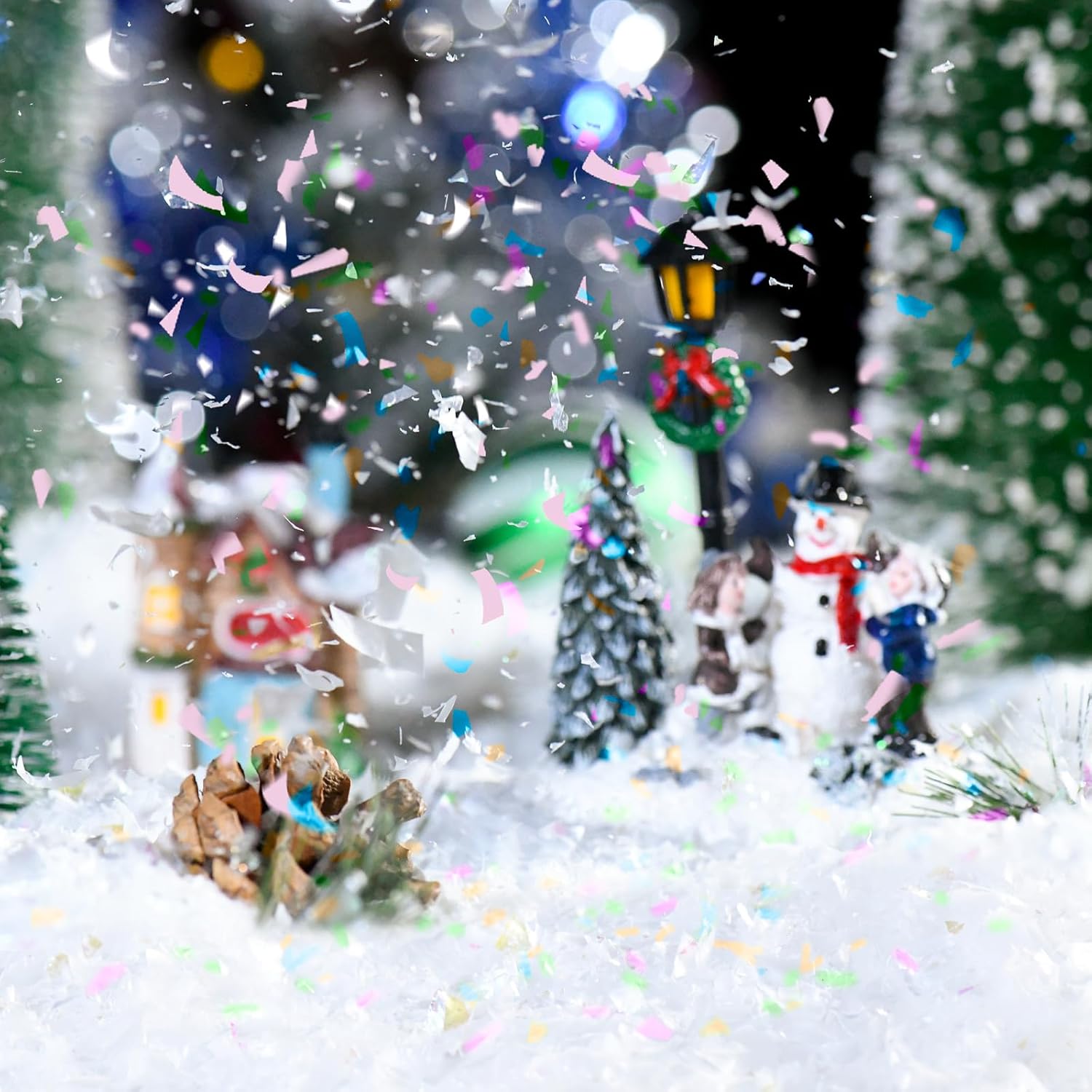 Skiennix Fake Snow Decor - Glittery Artificial Snow for Holiday Crafts & Christmas Parties - 5.3 Ounce