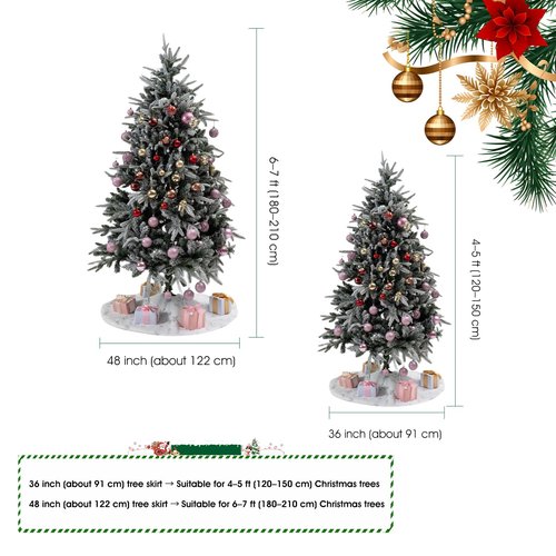 36 Inch Christmas Tree Skirt Faux Fur, White Soft Double Layer Plush Tree Skirt for Merry Christmas Party Christmas Tree Decoration Holiday Party Home Decor Indoor Outdoor B2