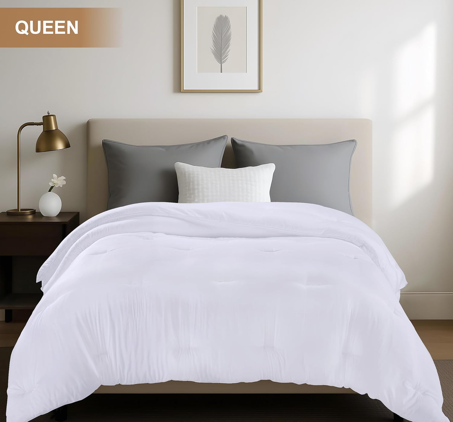 Utopia Bedding Queen Comforter - All Season Down Alternative Duvet Insert | Machine Washable 88 x 88 Inches (White)