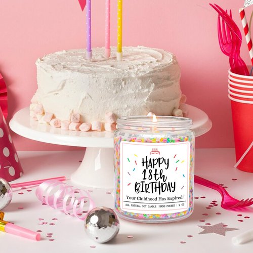Homsolver 18th Birthday Gifts for Girls Boys, Vanilla Scent Ideas 18th Birthday Candles for Sister, Daughter, Best Friends, Handmade Aromatherapy with 50+ Hour Burn Time, Funny Birthday Decorations