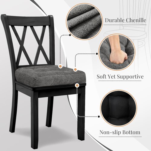 Basic Beyond Chair Cushions for Dining Chairs, Non-Slip Chair Pads, Thick Seat Cushions for Dining Room Chairs, Kitchen Chair Cushions Set of 4, 17" x 17" x 4", Dark Grey