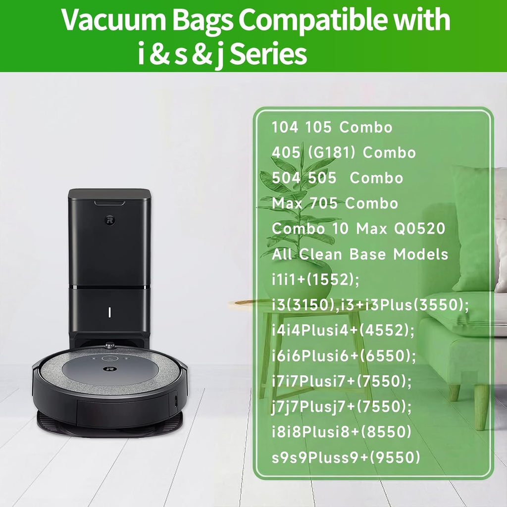 VBN 12-Pack Roomba Vacuum Bags - Compatible with iRobot Roomba i7+, i3+, i4+, i6+, i8+, j7+, s9+